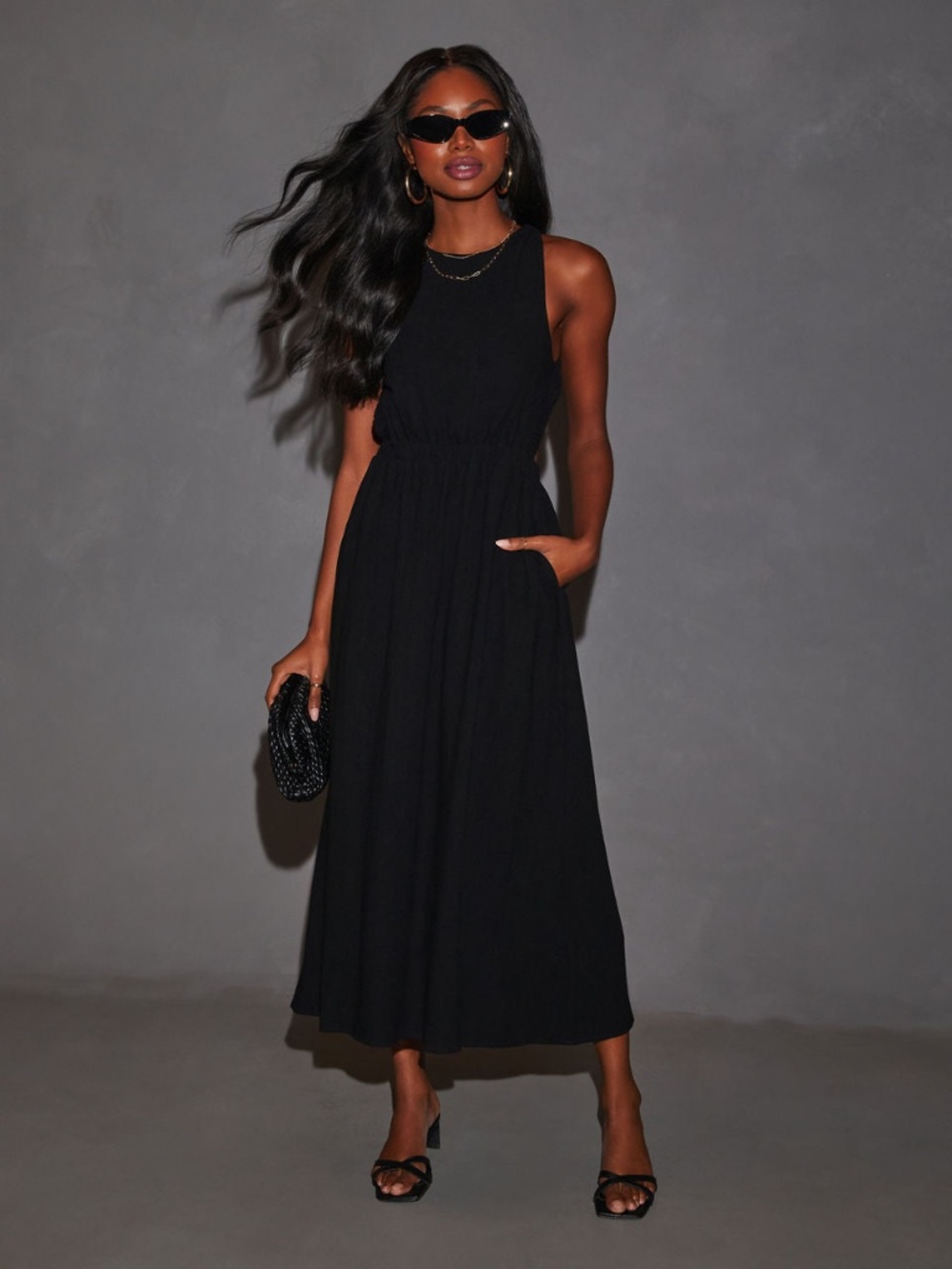 [NWOT] Criss-Cross Open Back Midi Dress